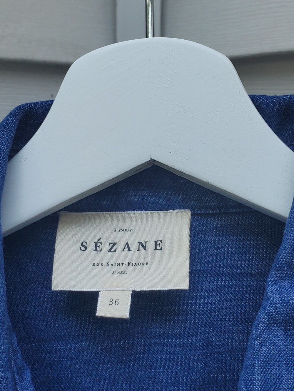 Sezane Medium Wash Denim Long-Sleeve Button-Down Midi Dress Size 4 - Picture 5 of 9